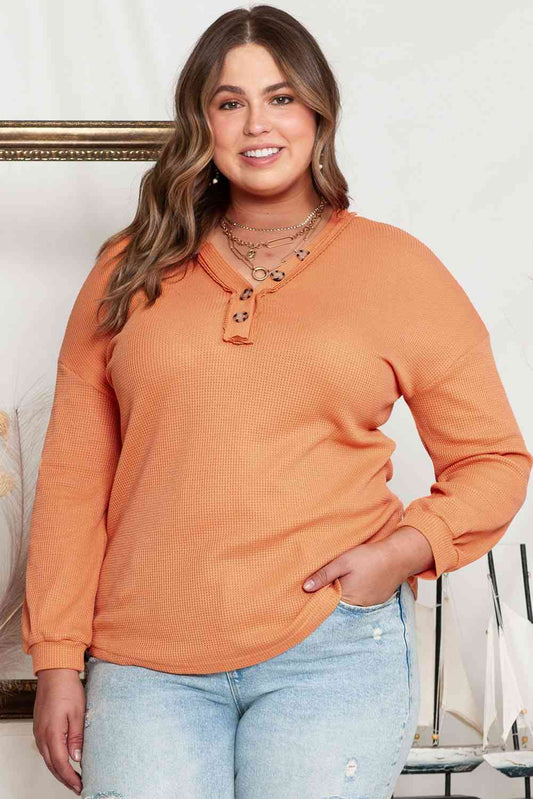 Plus Size V-Neck Dropped Shoulder Top - Just Enuff Sexy