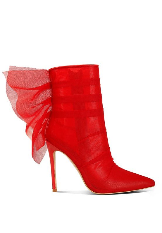 Princess Organza Wrapped Style Heeled Ankle Boots - Just Enuff Sexy
