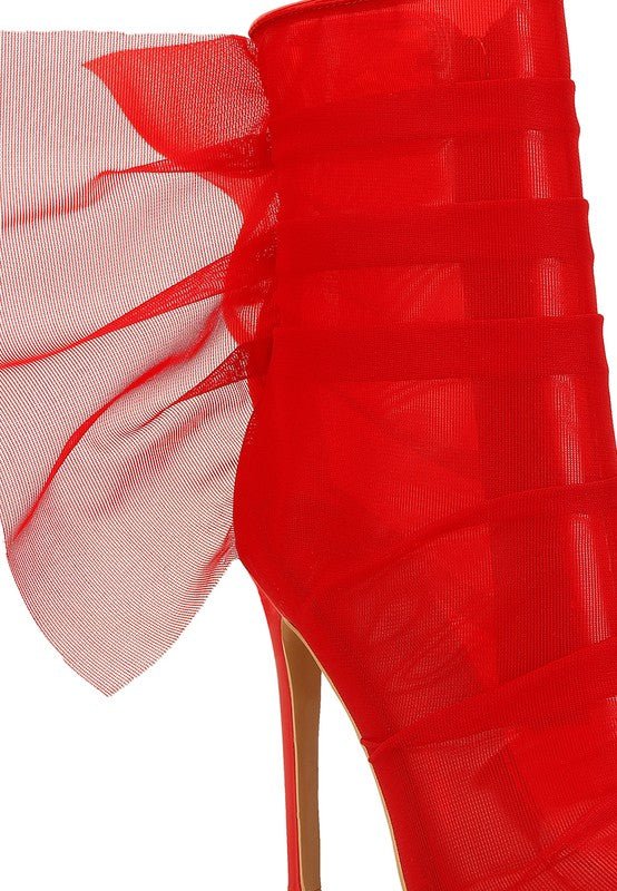 Princess Organza Wrapped Style Heeled Ankle Boots - Just Enuff Sexy