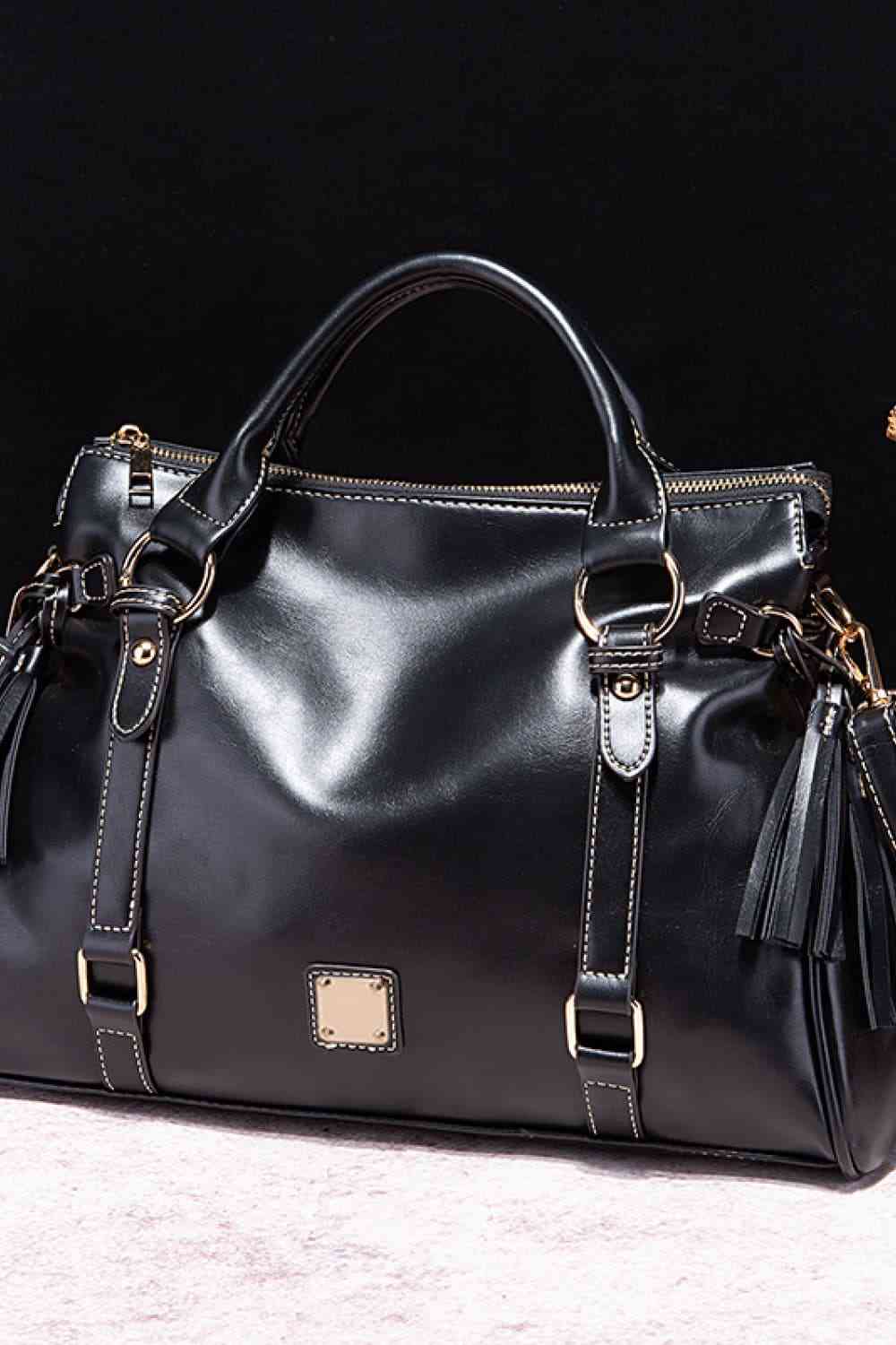 PU Leather Handbag with Tassels - Just Enuff Sexy