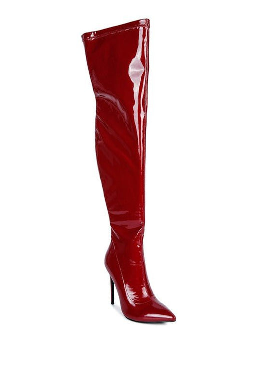 Riggle Patent Pu Stiletto Long Boots - Just Enuff Sexy