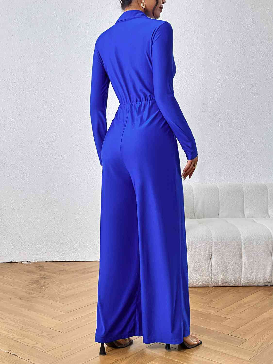Tied Long Sleeve Wide Leg Jumpsuit - Just Enuff Sexy
