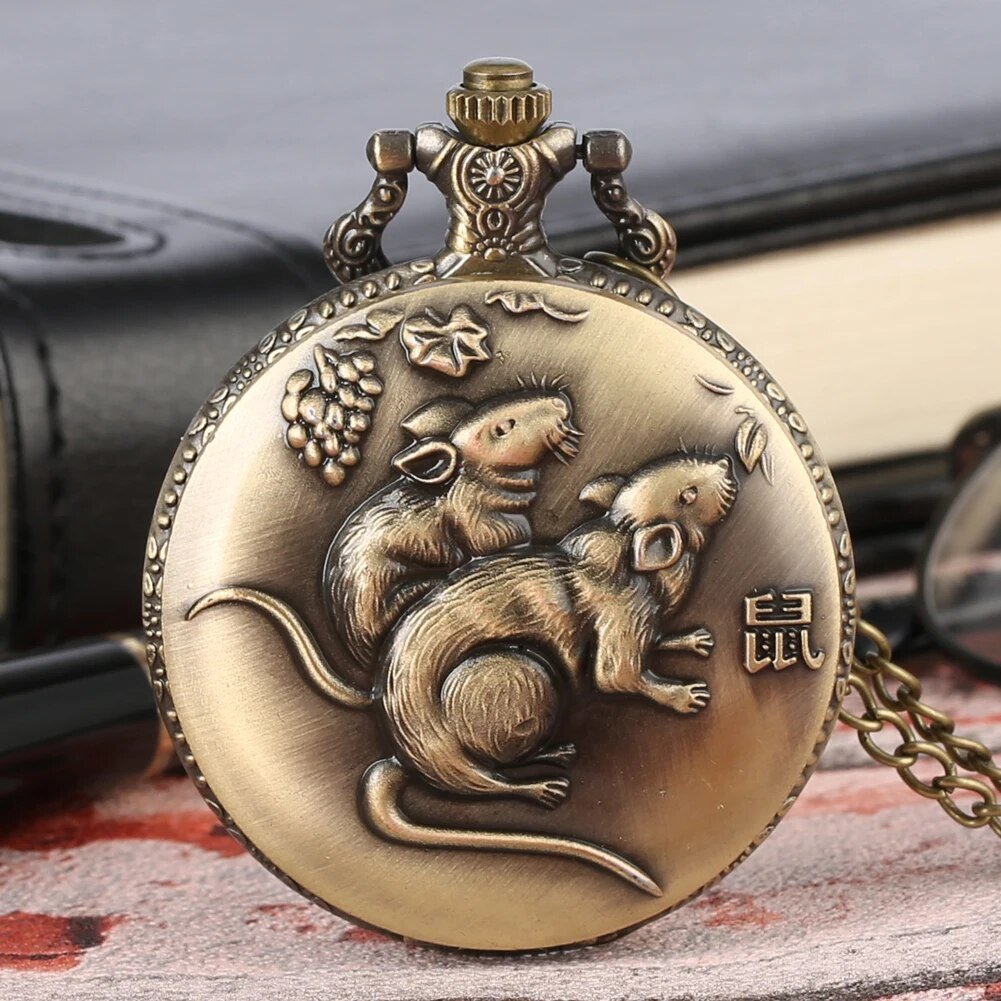 Unique Bronze Chinese Zodiac Quartz Pocket Watch - Just Enuff Sexy