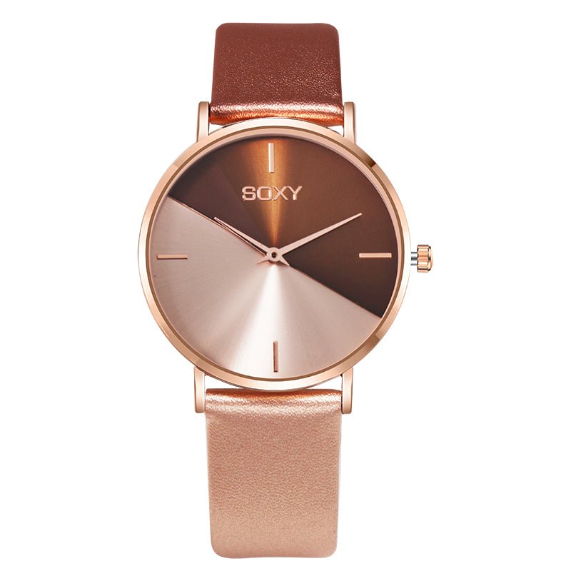 Women's Leather Rose Gold Luxury Watch - Just Enuff Sexy