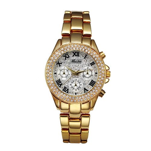 Women's MISSFOX 1846 Luxury Chronograph 18K Gold Plated Watch - Just Enuff Sexy