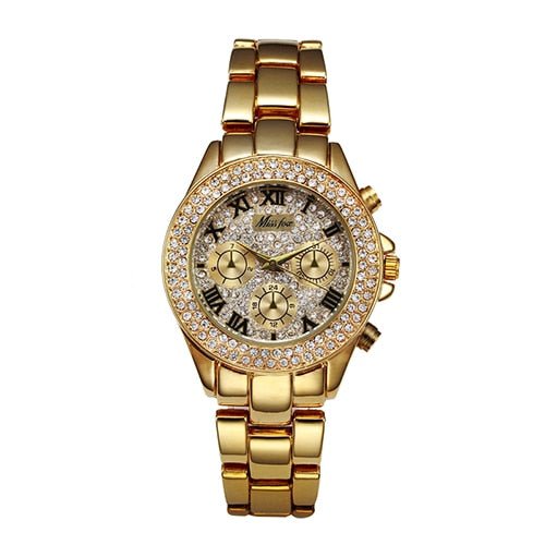 Women's MISSFOX 1846 Luxury Chronograph 18K Gold Plated Watch - Just Enuff Sexy