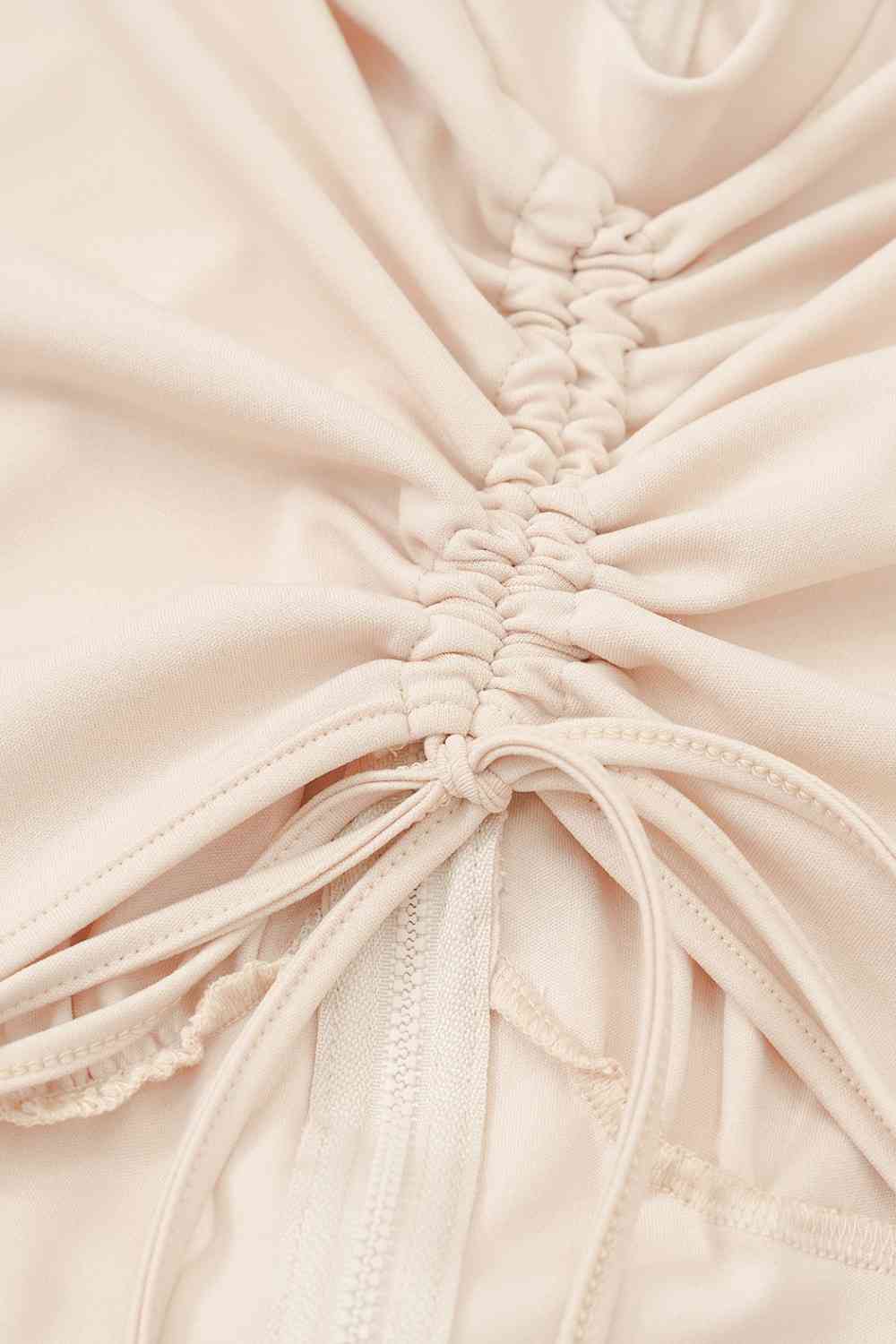 Zip Up Cutout Drawstring Detail Dress - Just Enuff Sexy